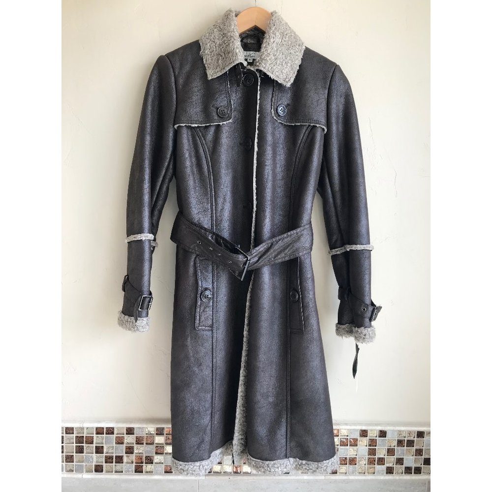 Kenneth Cole Long Faux Fur Lined Coat